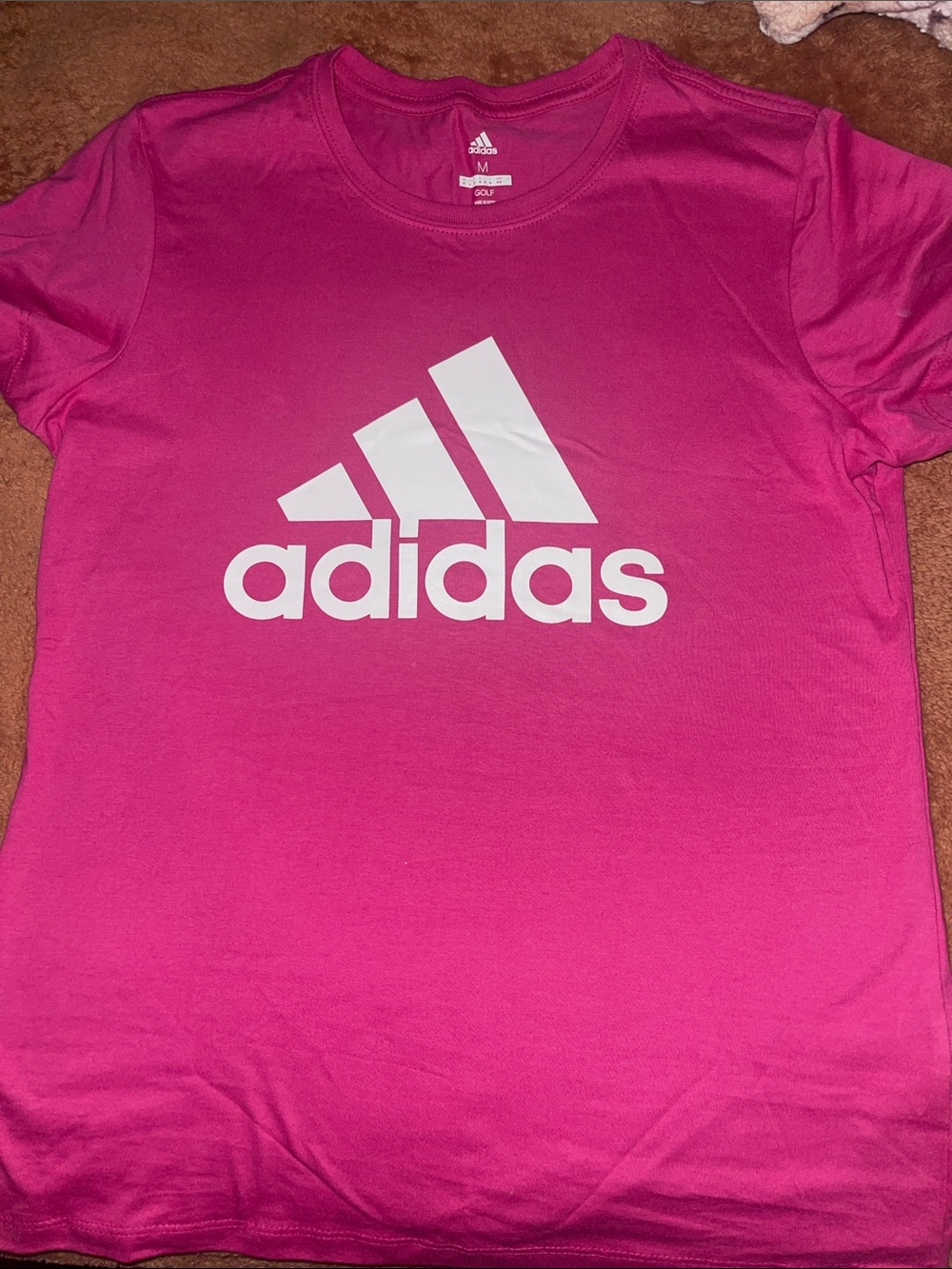 adidas women Hot Pink Tee with White Logo